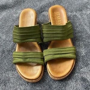 Italian Shoemakers Green Slide Sandals